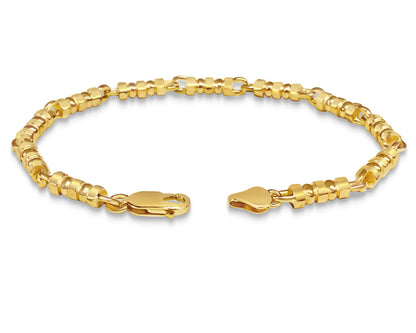 Bead Solid Gold Handmade Bracelet , 5mm, 6.5-10 Inch