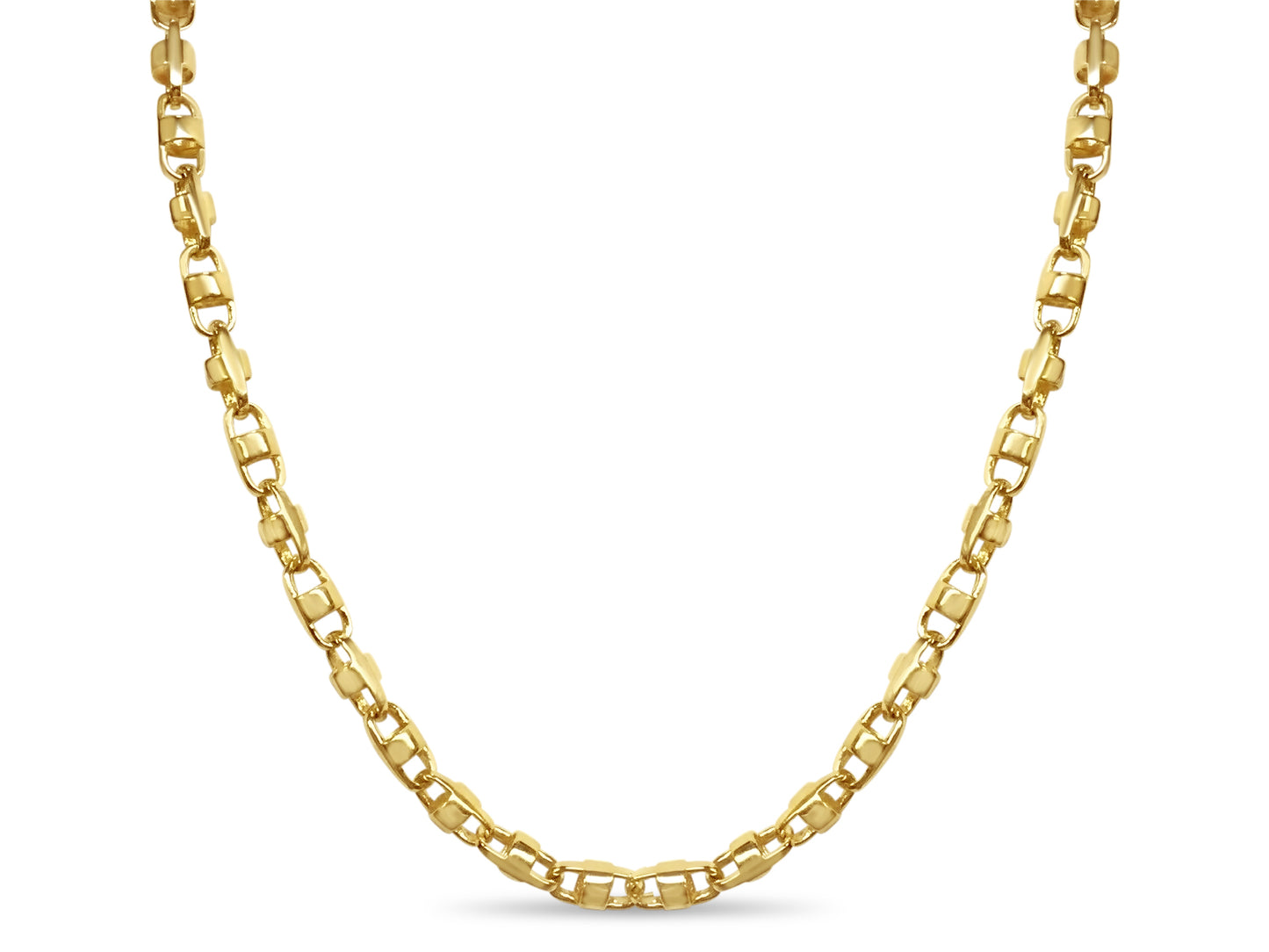 Anchor Mariner Solid Gold Handmade Necklace , 7mm, 16-30 Inch