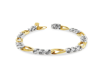 Figaro Solid Gold Handmade Bracelet , 7mm, 6.5-10 Inch