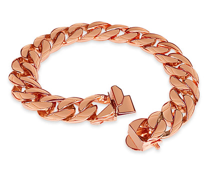 Curb Solid Gold Handmade Bracelet , 13mm, 6.5-10 Inch