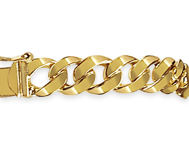 Curb Solid Gold Handmade Bracelet , 9mm, 6.5-10 Inch