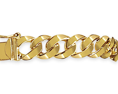 Curb Solid Gold Handmade Bracelet , 9mm, 6.5-10 Inch
