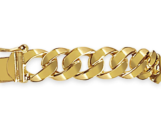 Curb Solid Gold Handmade Bracelet , 9mm, 6.5-10 Inch