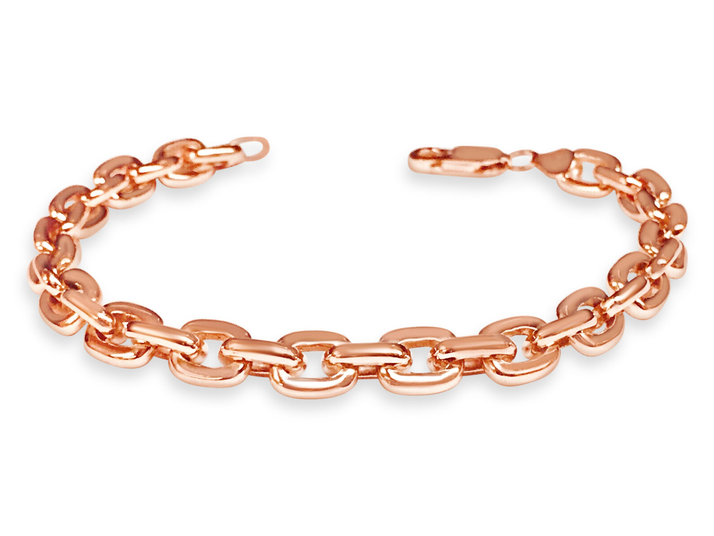 Fancy Rolo Solid Gold Handmade Bracelet , 8mm, 6.5-10 Inch