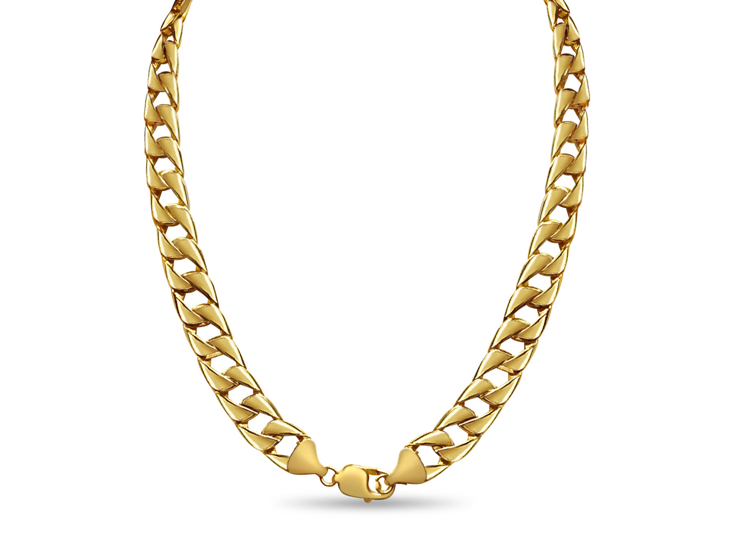 Curb Solid Gold Handmade Necklace , 13mm, 16-30 Inch