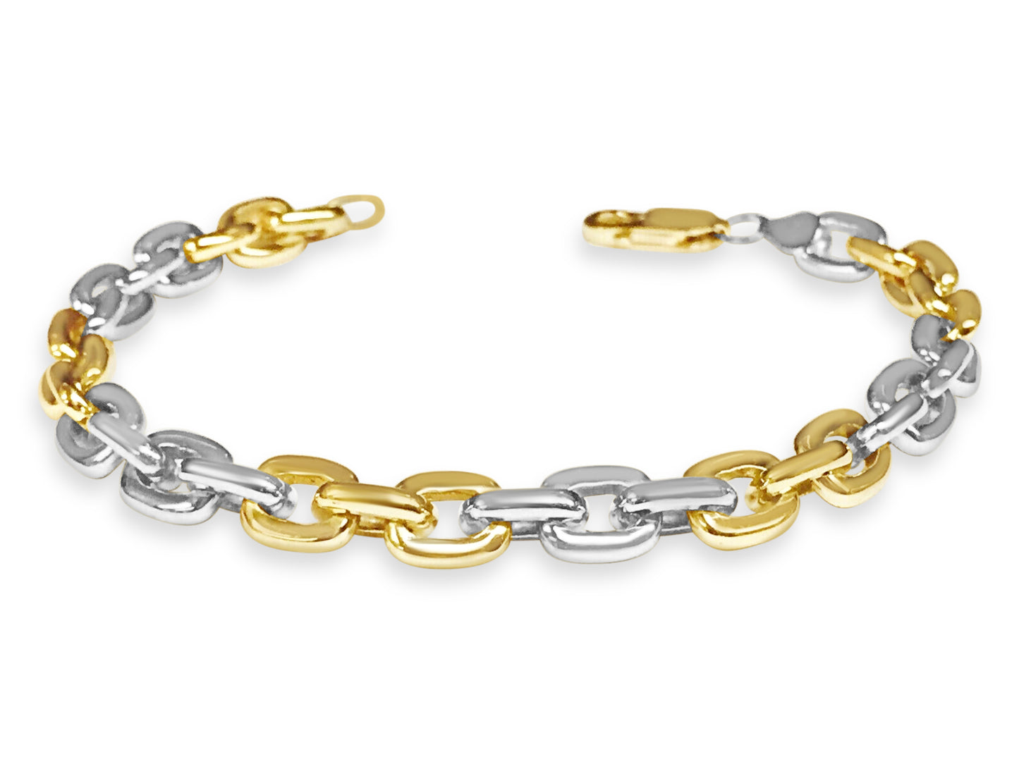 Fancy Rolo Solid Gold Handmade Bracelet , 8mm, 6.5-10 Inch