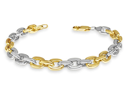 Fancy Rolo Solid Gold Handmade Bracelet , 8mm, 6.5-10 Inch