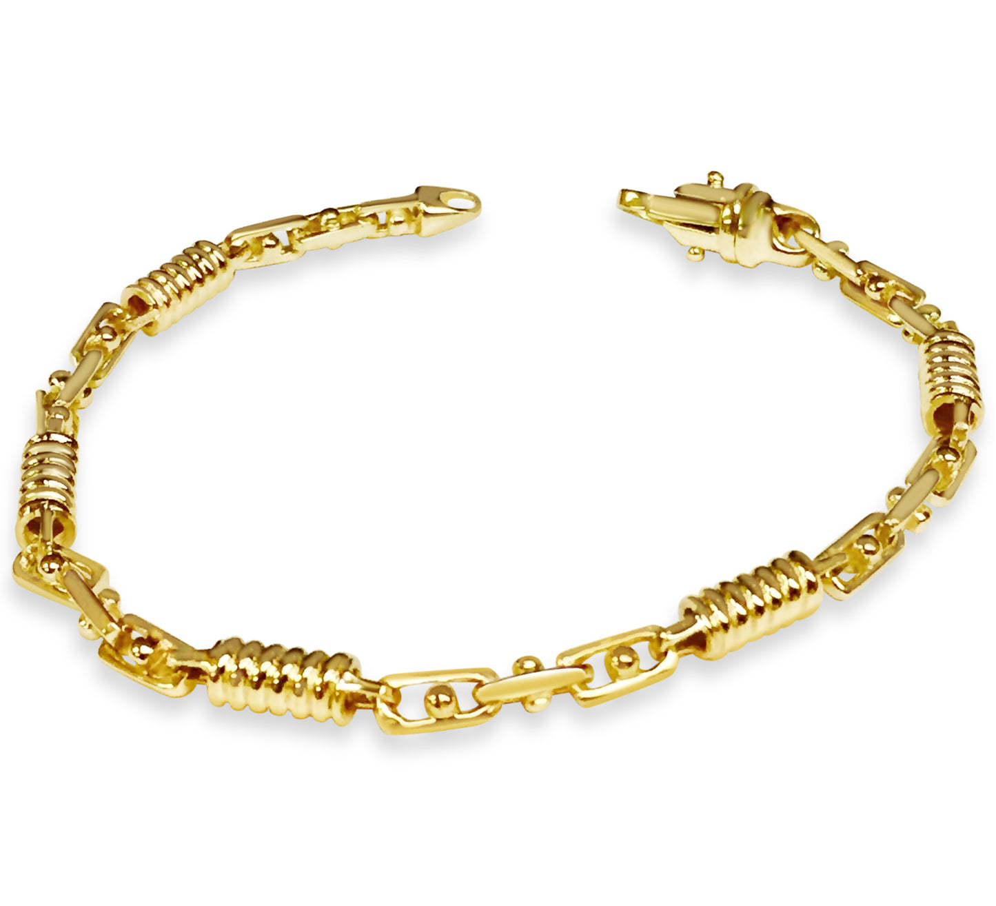 18k Solid Yellow Gold Handmade 5mm Spiral Tube Link Bracelet, 9.5", Approx 29g