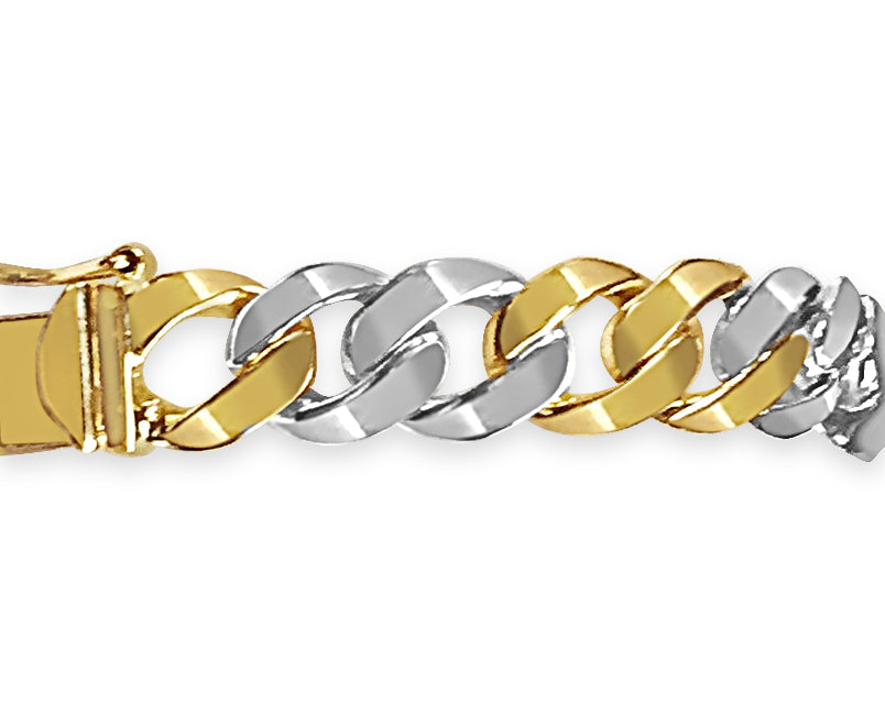 Curb Solid Gold Handmade Bracelet , 9mm, 6.5-10 Inch