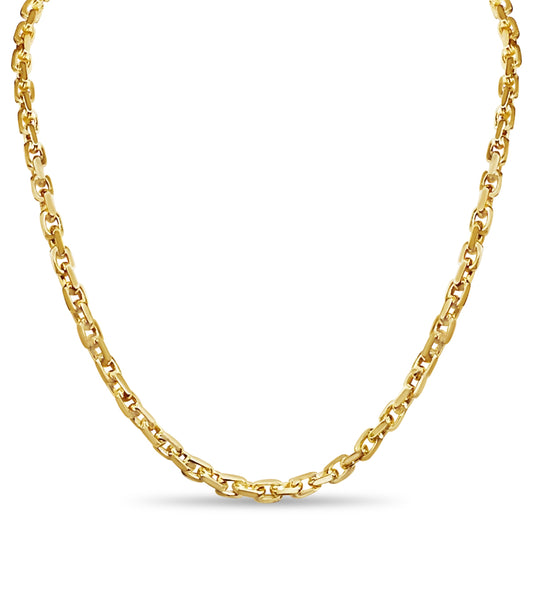 Fancy Rolo Solid Gold Handmade Necklace , 6mm, 16-30 Inch