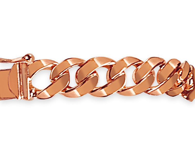 Curb Solid Gold Handmade Bracelet , 9mm, 6.5-10 Inch