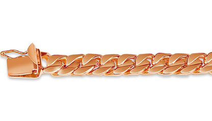 Curb Solid Gold Handmade Bracelet , 9mm, 6.5-10 Inch