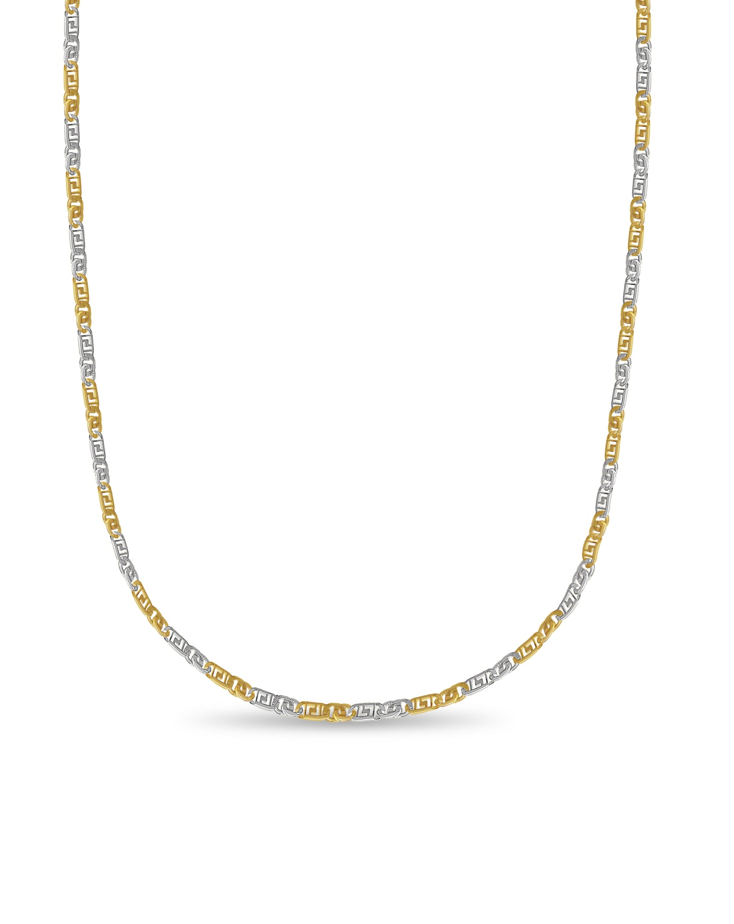 Greek Key & Tiger Eye Solid Gold Handmade Necklace , 11mm, 16-30 Inch
