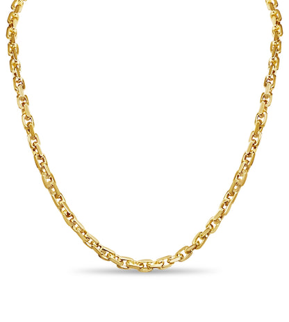 Fancy Rolo Solid Gold Handmade Necklace , 6mm, 16-30 Inch