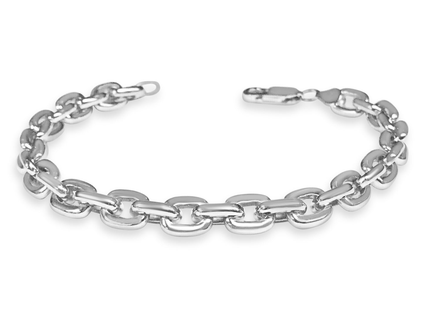 Fancy Rolo Solid Gold Handmade Bracelet , 8mm, 6.5-10 Inch