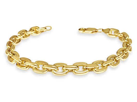 Fancy Rolo Solid Gold Handmade Bracelet , 8mm, 6.5-10 Inch