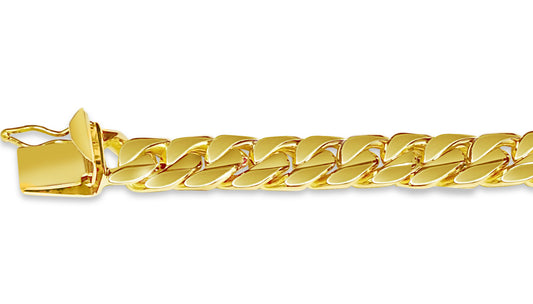 Curb Solid Gold Handmade Bracelet , 9mm, 6.5-10 Inch