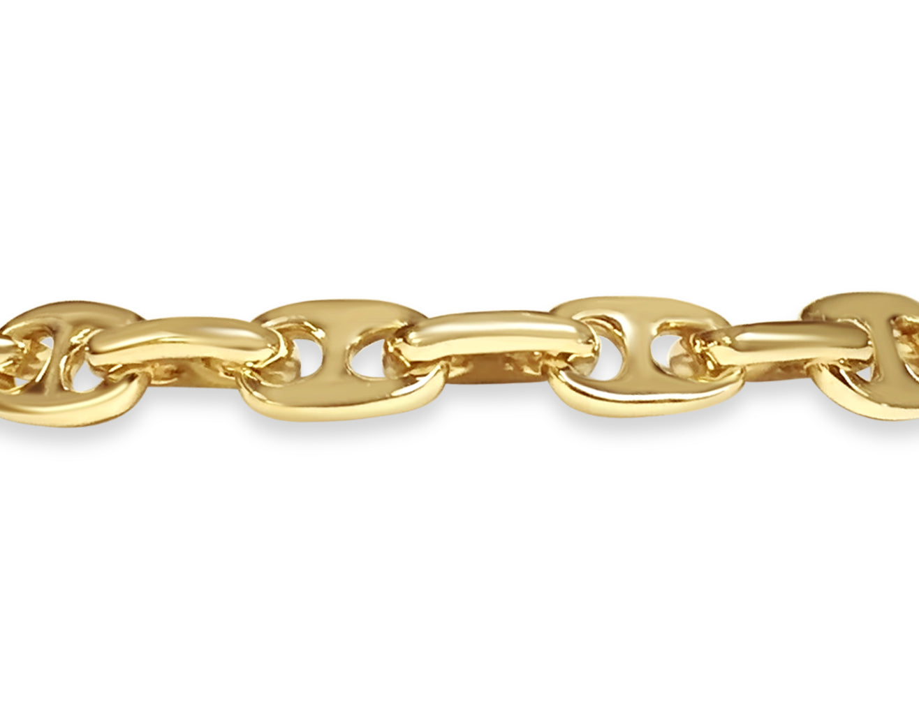 Anchor Mariner Solid Gold Handmade Bracelet , 9mm, 6.5-10 Inch
