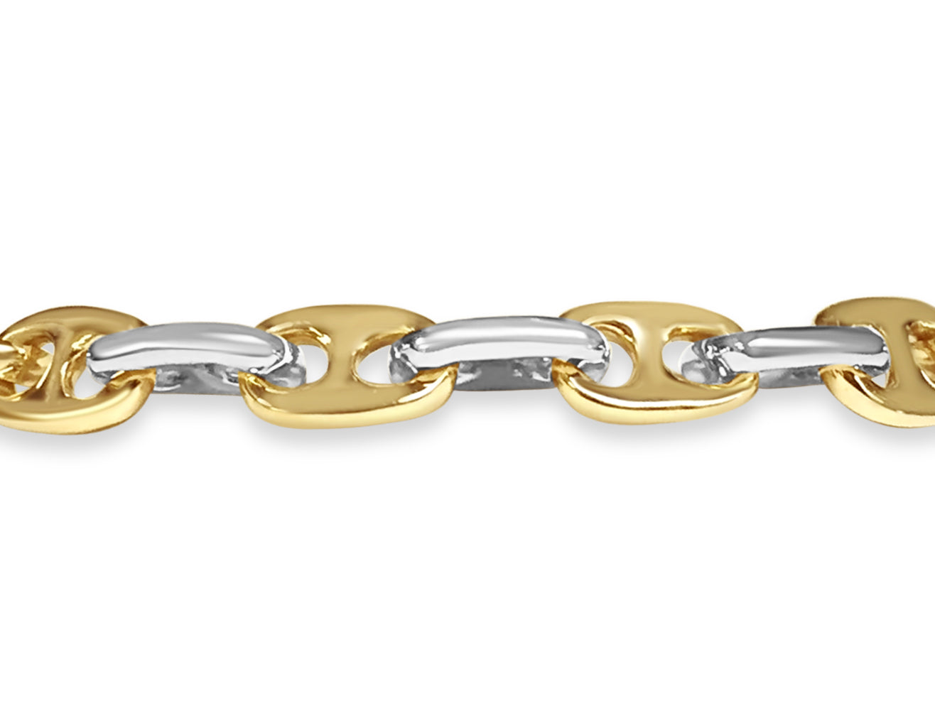 Anchor Mariner Solid Gold Handmade Bracelet , 9mm, 6.5-10 Inch
