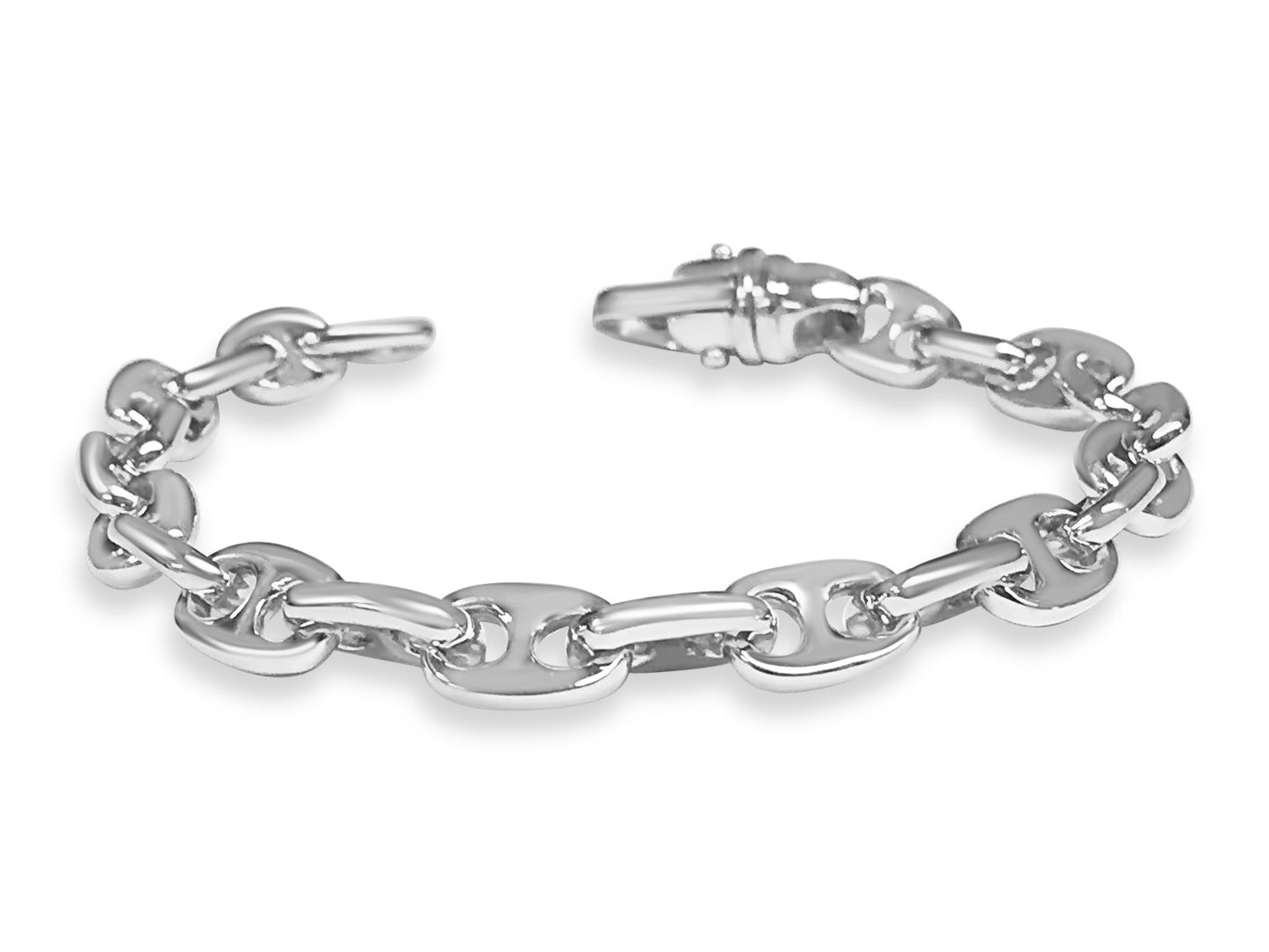 Anchor Mariner Solid Gold Handmade Bracelet , 9mm, 6.5-10 Inch