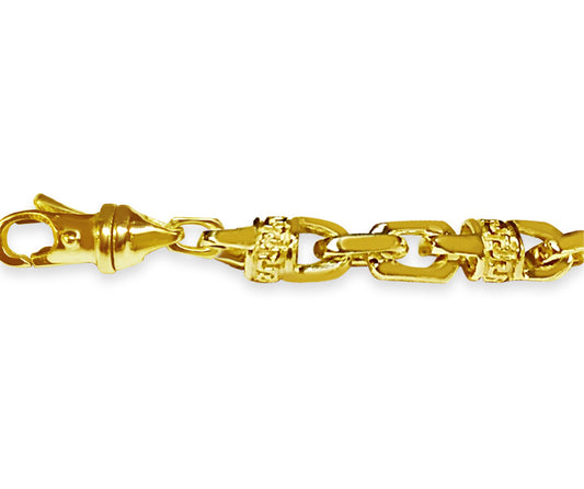 Fancy Greek Solid Gold Handmade Bracelet , 5mm, 6.5-10 Inch