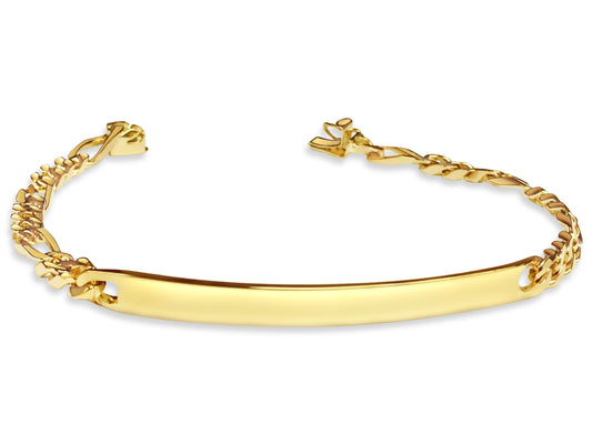 ID Figaro Solid Gold Handmade Bracelet , 5mm, 6.5-10 Inch