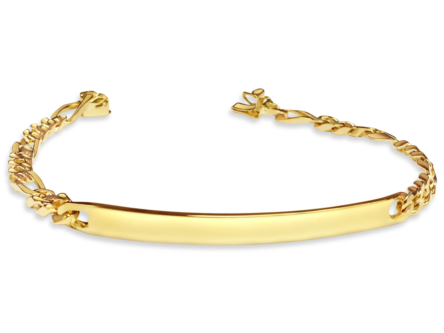 ID Figaro Solid Gold Handmade Bracelet , 5mm, 6.5-10 Inch