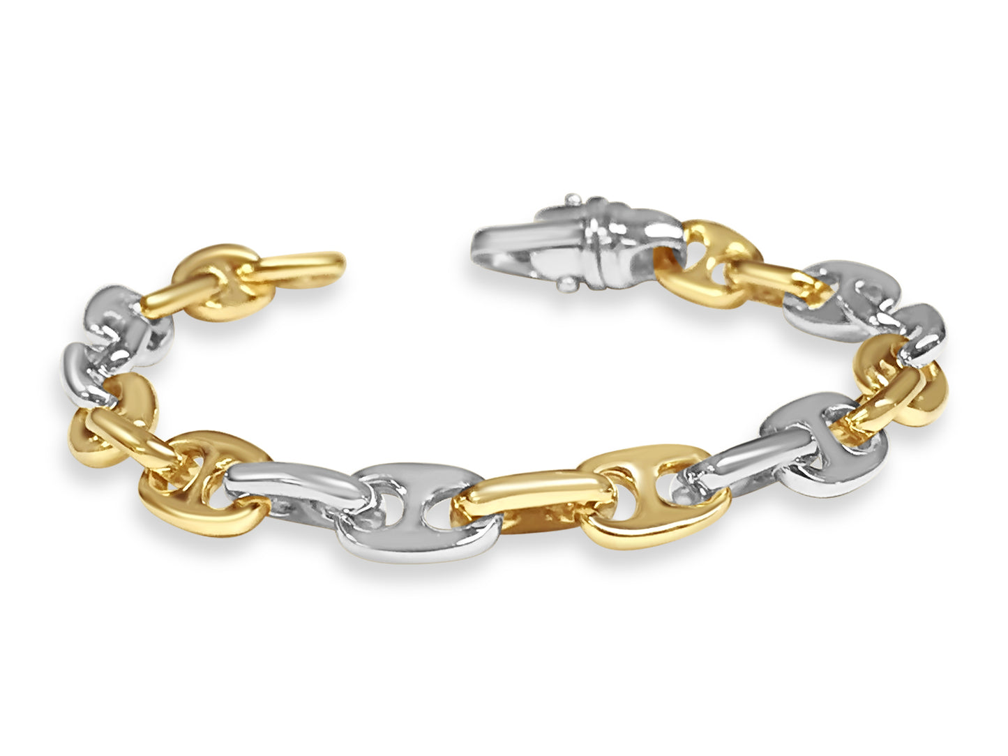 Anchor Mariner Solid Gold Handmade Bracelet , 9mm, 6.5-10 Inch