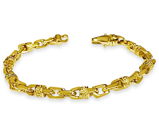Fancy Greek Solid Gold Handmade Bracelet , 5mm, 6.5-10 Inch