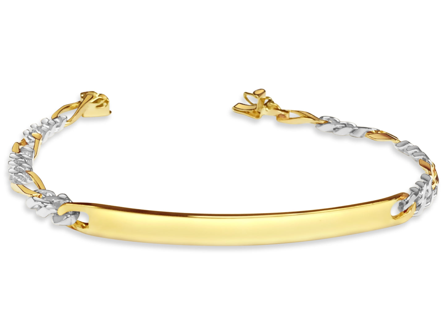 ID Figaro Solid Gold Handmade Bracelet , 5mm, 6.5-10 Inch