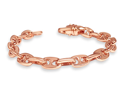 Anchor Mariner Solid Gold Handmade Bracelet , 9mm, 6.5-10 Inch