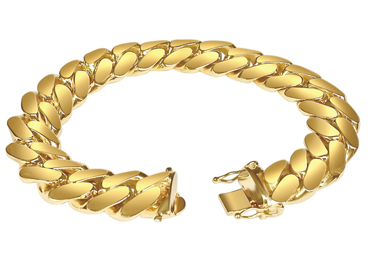 Miami Cuban Solid Gold Handmade Bracelet , 16mm, 6.5-10 Inch