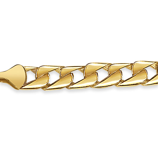 Curb Solid Gold Handmade Bracelet , 13mm, 6.5-10 Inch