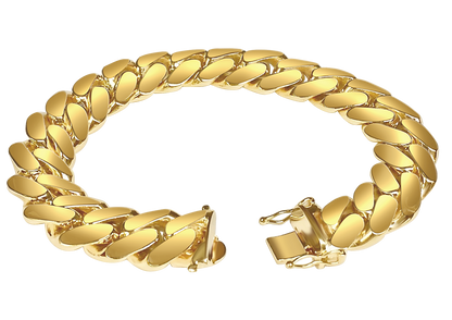 Miami Cuban Solid Gold Handmade Bracelet , 16mm, 6.5-10 Inch