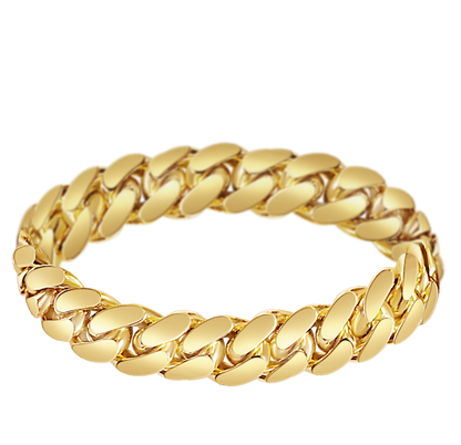 Miami Cuban Solid Gold Handmade Bracelet , 13mm, 6.5-10 Inch