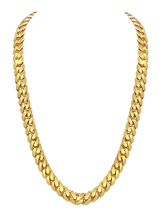 Miami Cuban Solid Gold Handmade Necklace , 13mm, 16-30 Inch