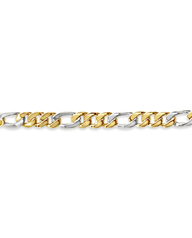 Figaro Solid Gold Handmade Bracelet , 7mm, 6.5-10 Inch