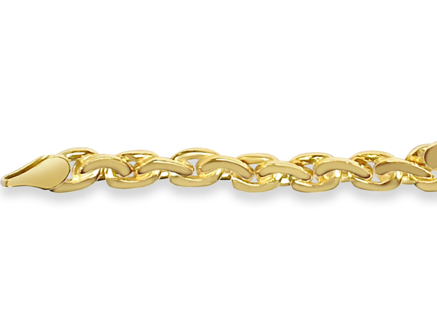 18k Solid Yellow Gold Handmade 7mm Infinity Link Bracelet, 9.5", Approx 37g