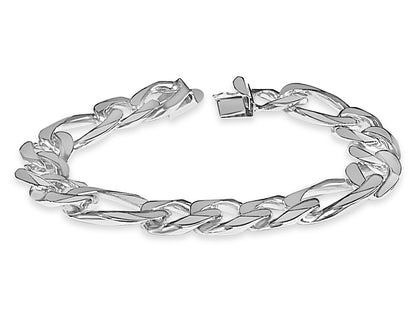 Figaro Solid Gold Handmade Bracelet , 15mm, 6.5-10 Inch