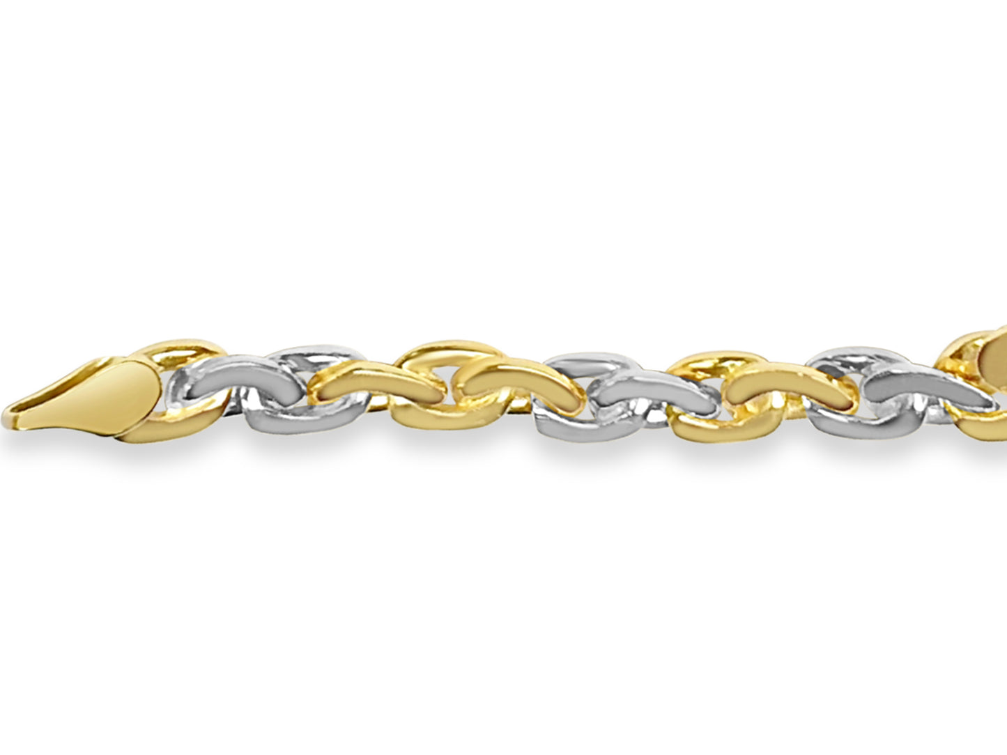 18k Solid Yellow Gold Handmade 7mm Infinity Link Bracelet, 9.5", Approx 37g