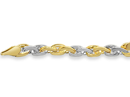 18k Solid Yellow Gold Handmade 7mm Infinity Link Bracelet, 9.5", Approx 37g