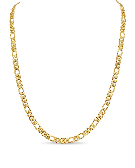 Figaro Solid Gold Handmade Necklace , 7mm, 16-30 Inch