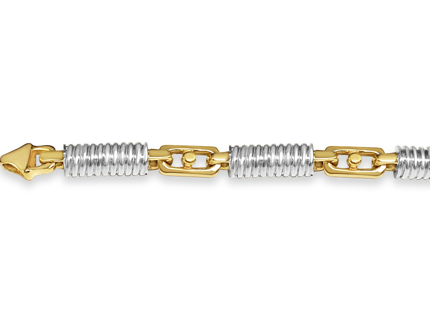 18k Solid Yellow Gold Handmade 8mm Spiral Tube Link Bracelet, 9.5", Approx 77g