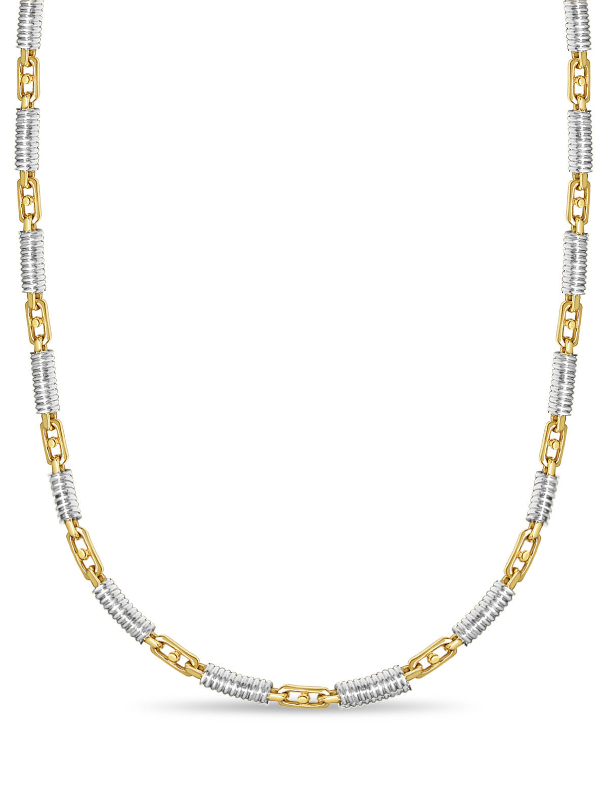 18k Solid Yellow Gold Handmade 8mm Spiral Tube Link Necklace, 30", Approx 243g