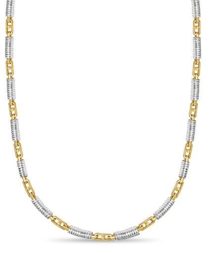 18k Solid Yellow Gold Handmade 8mm Spiral Tube Link Necklace, 30", Approx 243g