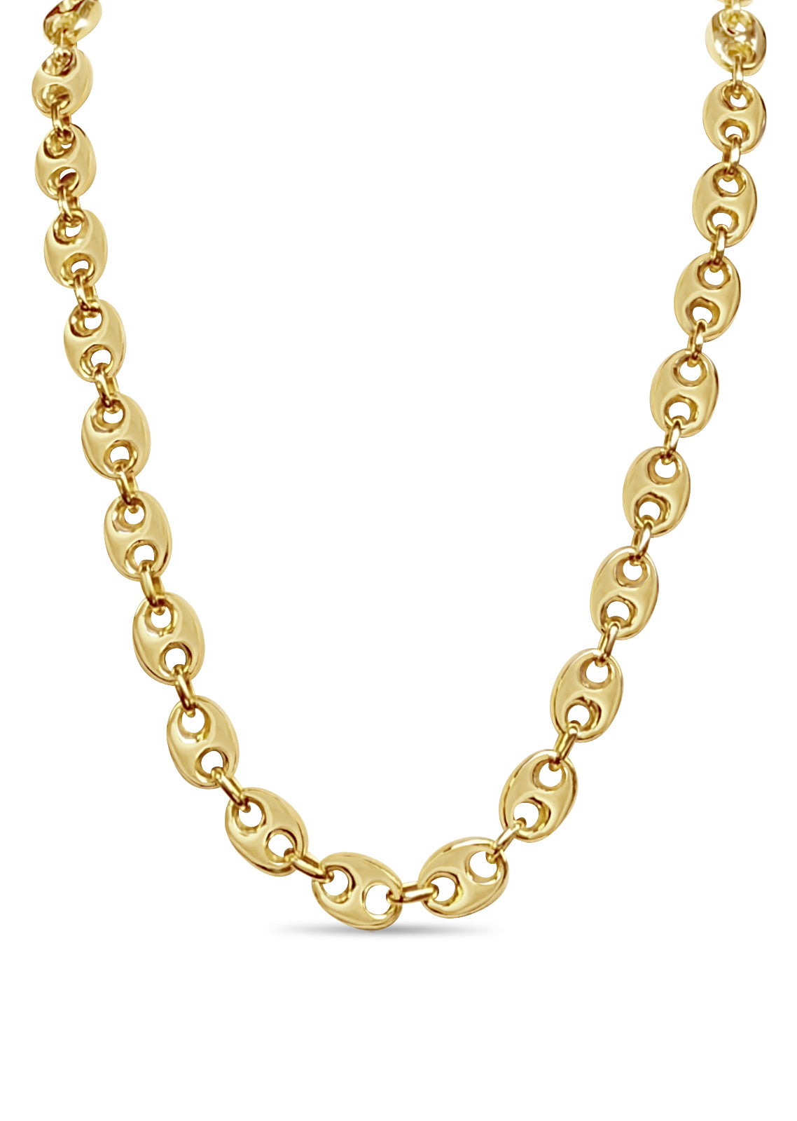 18k Solid Yellow Gold Handmade 11mm Mariner Link Necklace, 30", Approx 221g