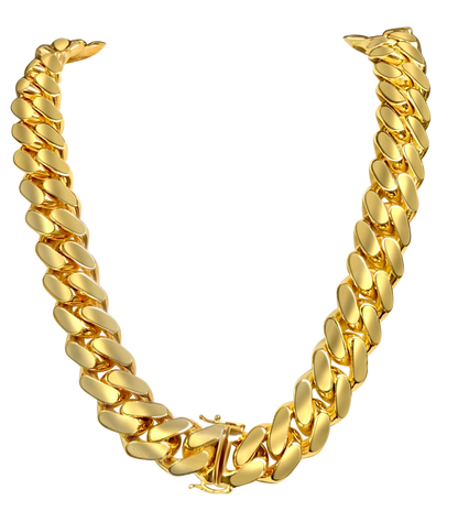 Miami Cuban Solid Gold Handmade Necklace , 18mm, 16-30 Inch