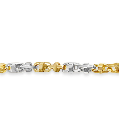 Fancy Rolo Solid Gold Handmade Bracelet , 6mm, 6.5-10 Inch