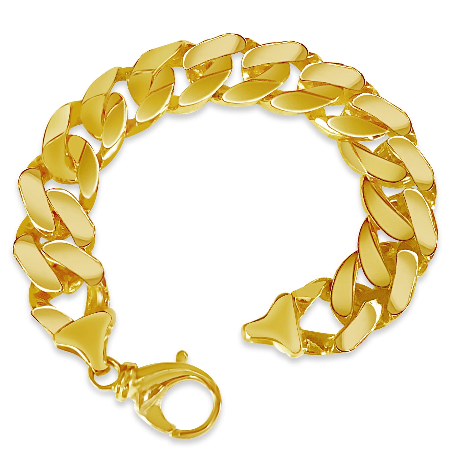 Curb Solid Gold Handmade Bracelet , 16mm, 6.5-10 Inch
