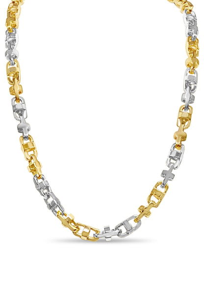 Fancy Rolo Solid Gold Handmade Necklace , 6mm, 16-30 Inch